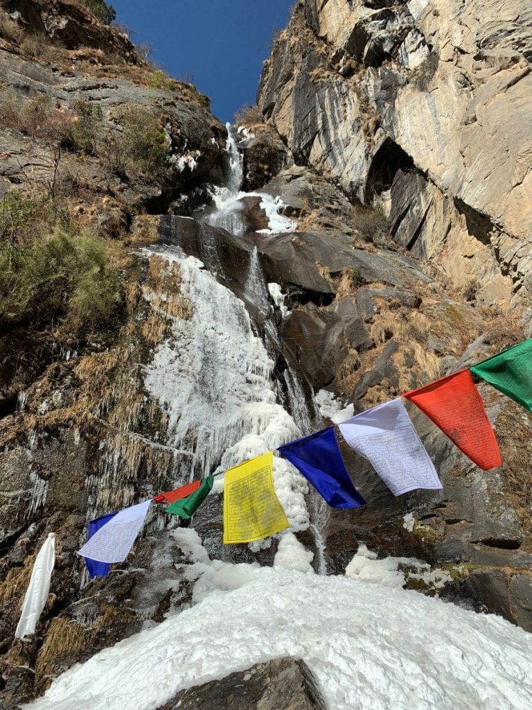 A frozen waterfall near the monastery