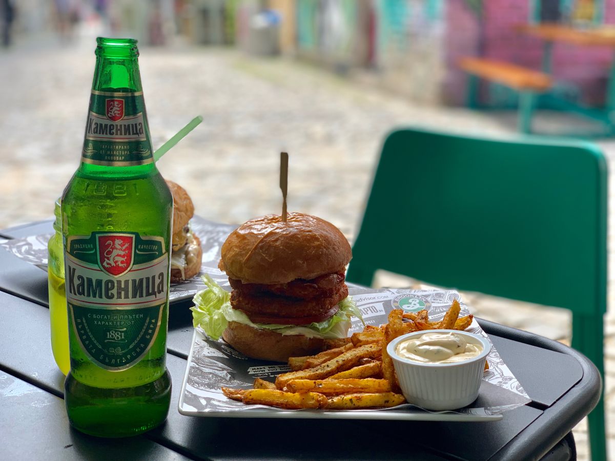 This Burger, Fries, Local Bulgarian Beer was to die for This Burger, Fries, Local Bulgarian Beer was to die for