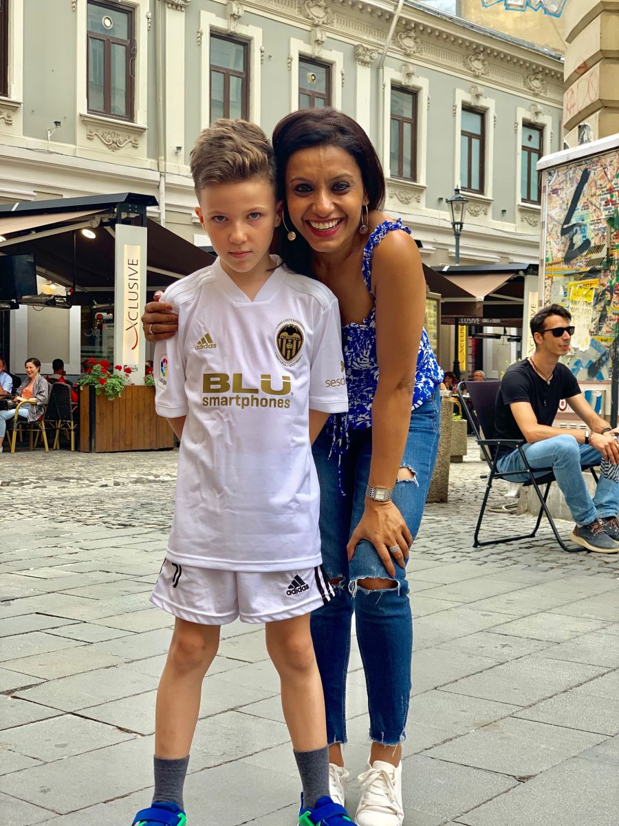 With a little soccer champ in Bucharest