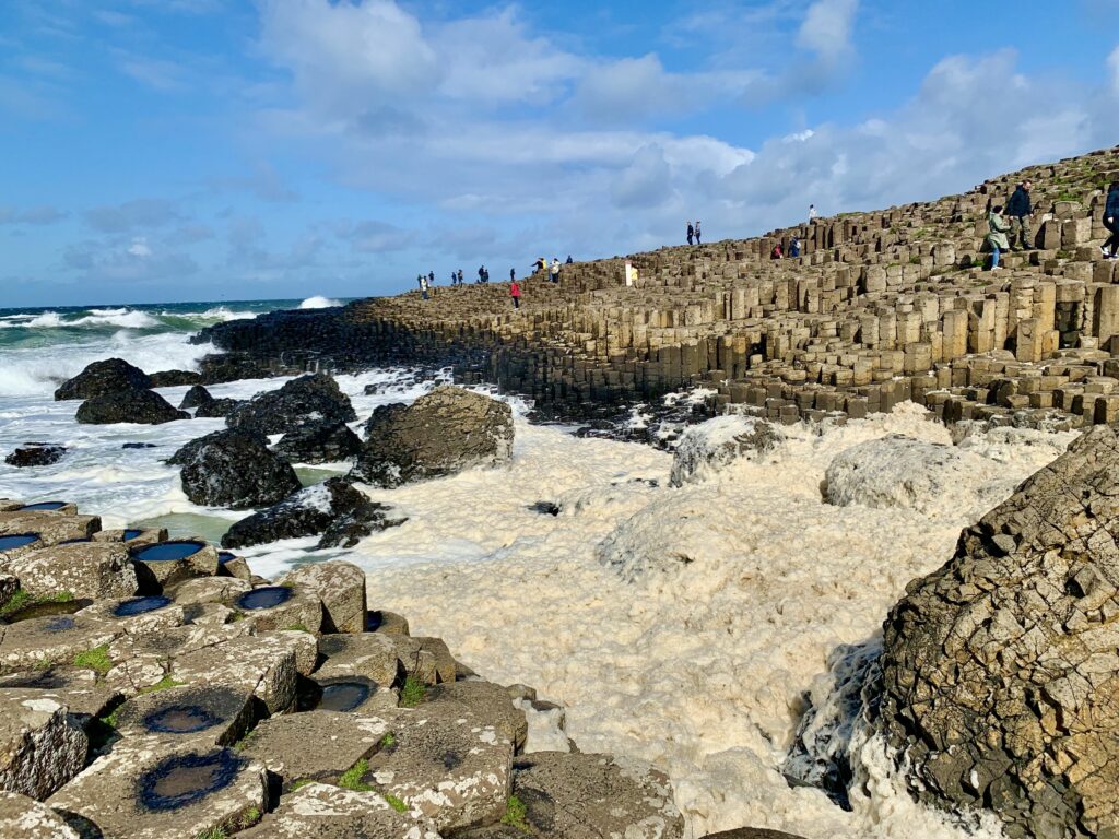 The basalt columns jutting out of the sea