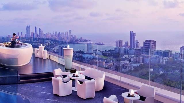 The awesome Aer Lounge at dusk in Mumbai