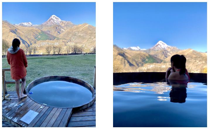 A hot tub with a view at Rooms hotel Kazbegi A hot tub with a view at Rooms hotel Kazbegi